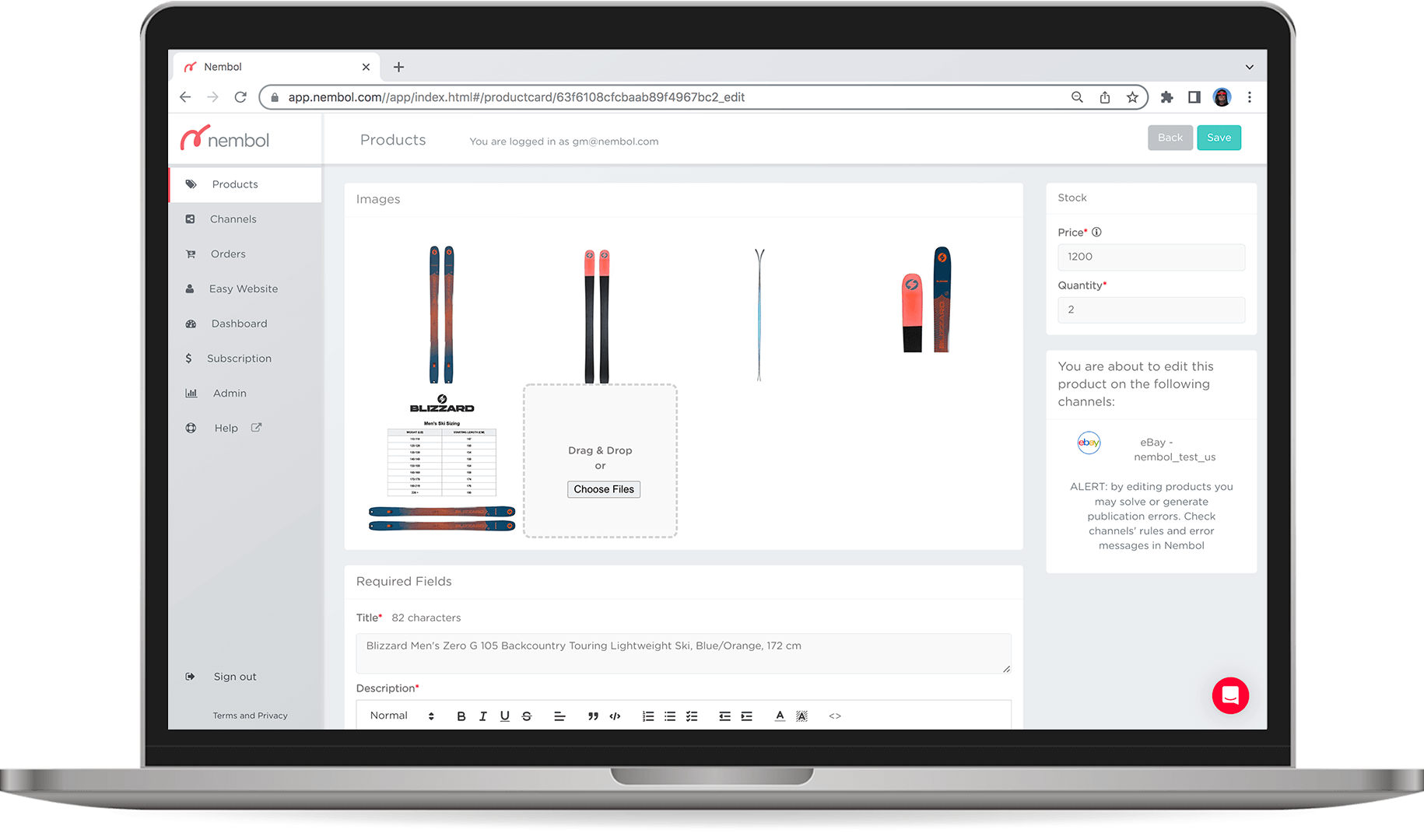 Manage eBay listings
